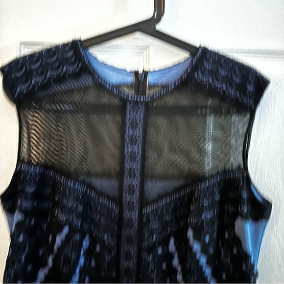 Tadashi Shoji - Women's, Blue/Black, Embroidered Sheath Dress, Sleeveless, 14 - Picture 7 of 14